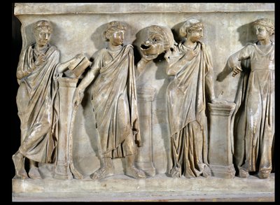 Sarcophagus of the Muses Depicting Clio, Thalia and Erato (detail) by Roman